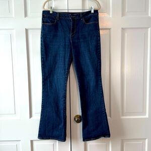 TALBOTS HERITAGE BOOT LEG JEANS SIZE 12 30 DARK WASH STRETCH COTTON HIGH RISE